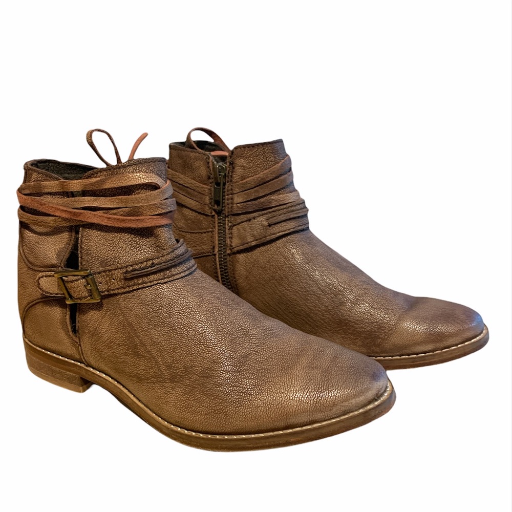 Free People Brown Studio Wraparound Boots/Booties, EU 36/US 6